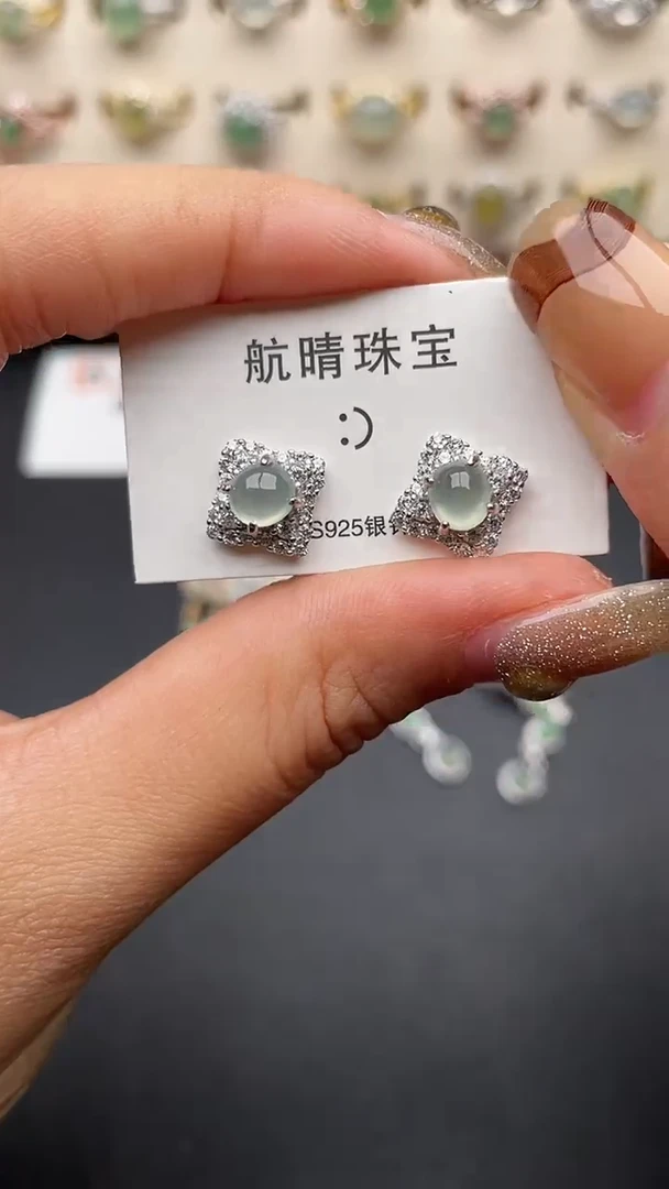 翡翠戒指银S925镶嵌一物一证一礼盒