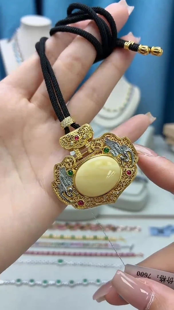 蜜蜡项链银S925镶嵌046JH0104产品一个（多样性）