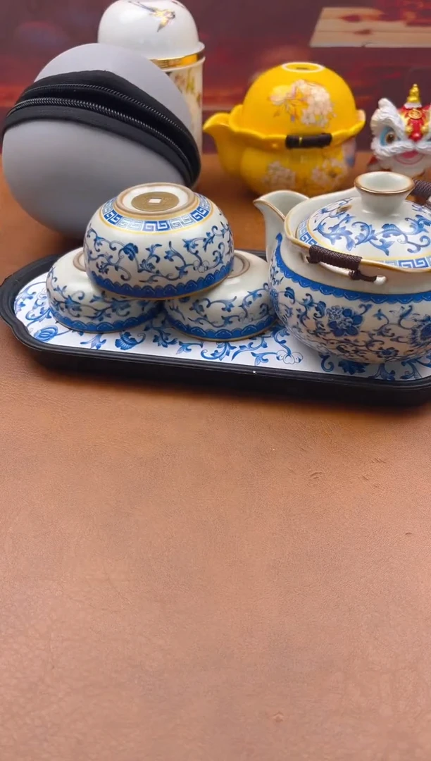 陶瓷茶具摆件旅行套组