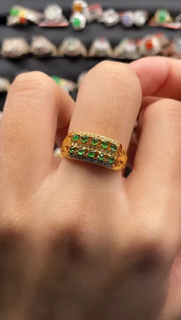 银S925镶嵌戒指翡翠天然A货翡翠177