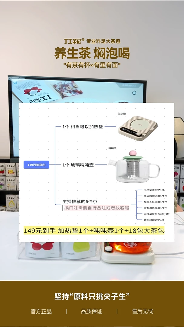 高硼硅玻璃6件（18包）茶+加热垫+玻璃吨吨壶