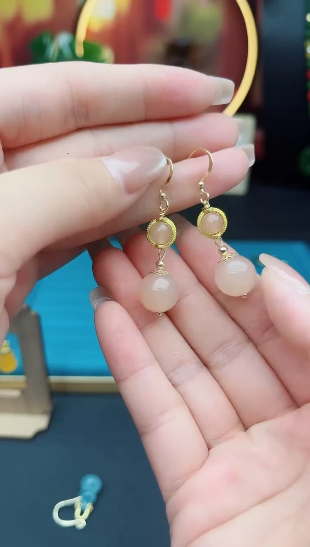 玛瑙/玉髓耳饰银S925镶嵌528000