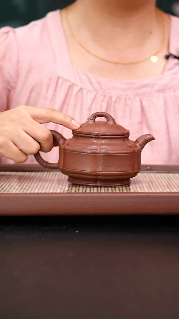 茶壶紫砂四号井底槽青筋纹双线竹鼓