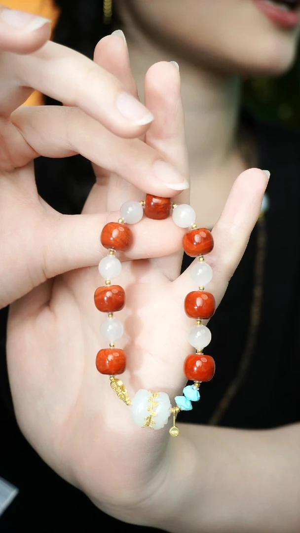 手链18K金镶嵌和田玉中号