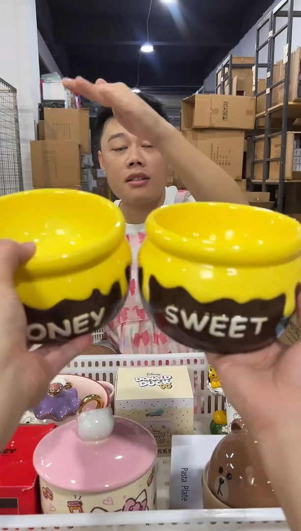 瓷片棕色蜂蜜狗粮碗2件套
