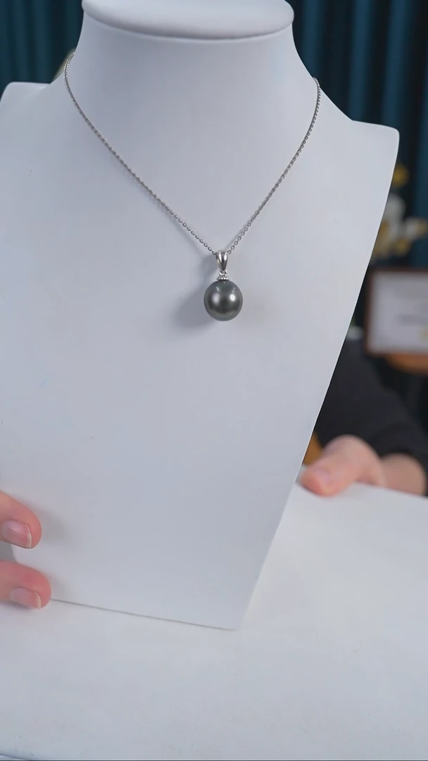 【闪购商品】海水珍珠吊坠(不含链)银S925镶嵌11-12mm大溪地吊坠