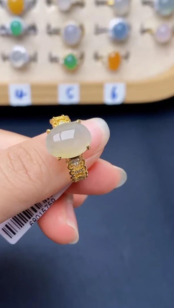 银S925镶嵌戒指翡翠4054