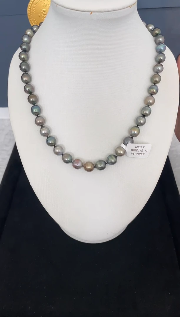 银S925镶嵌海水珍珠项链大溪地8-10mm（多样性发一）