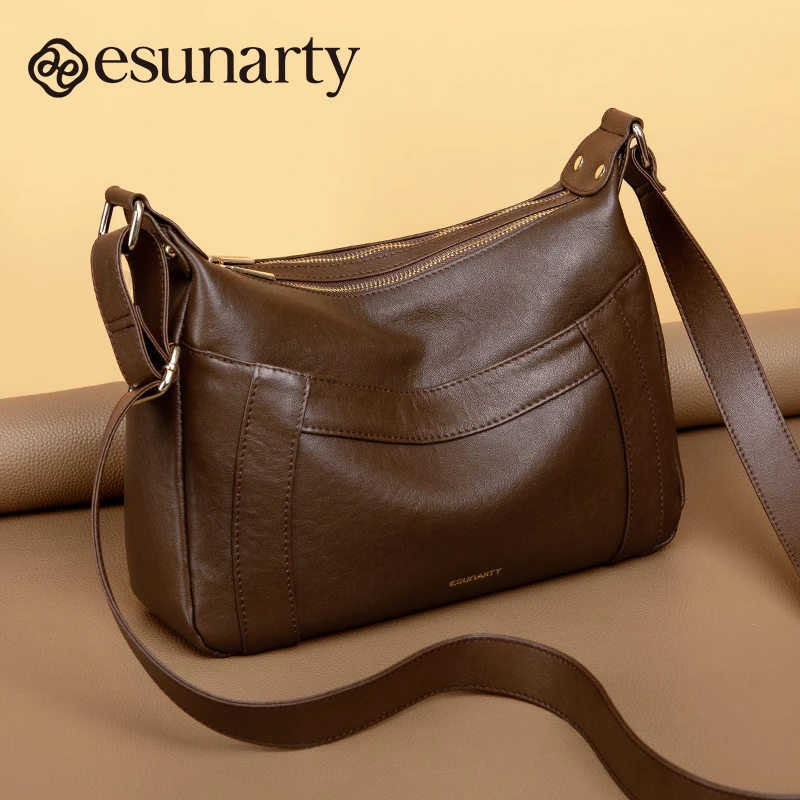 真皮斜挎包2025新款宽肩带大容量女士包包中年妈妈气质款单肩女包