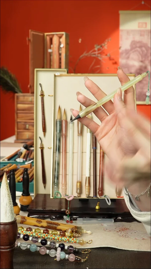 322号闪孤品高货毛笔链接 清水试笔 蘸墨不退