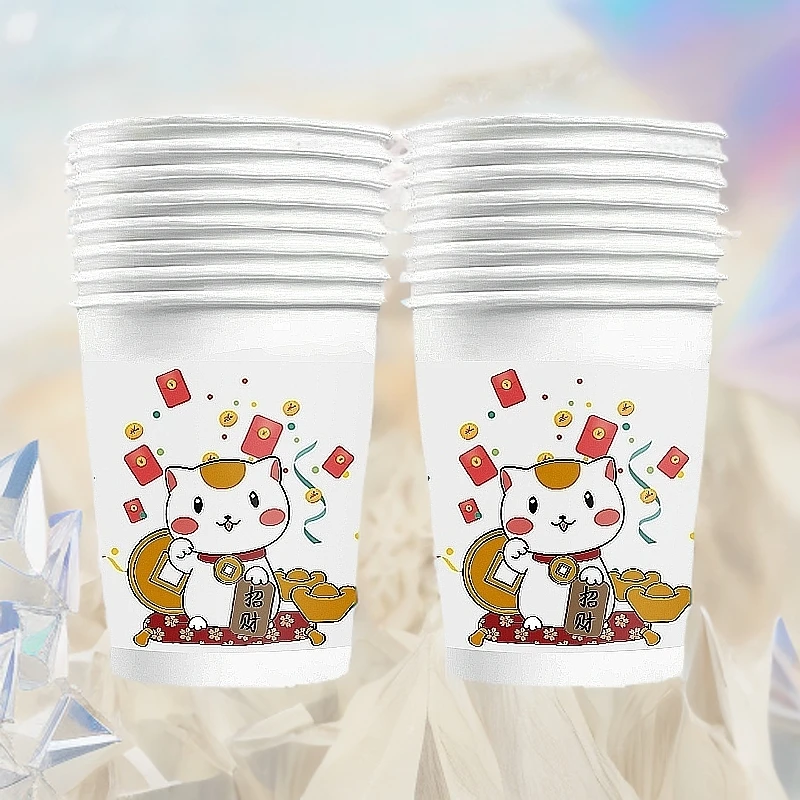 200只随机图案一次性杯子家用纸杯商务办公杯水杯