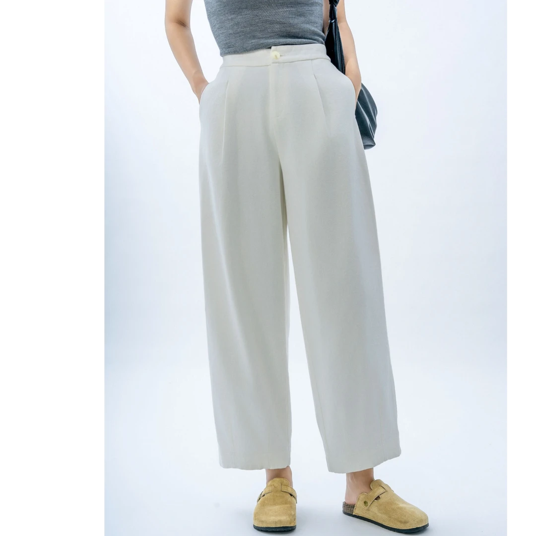 2025秋冬新款简约宽松休闲百搭镰刀香蕉裤复古九分奶奶裤气球女裤