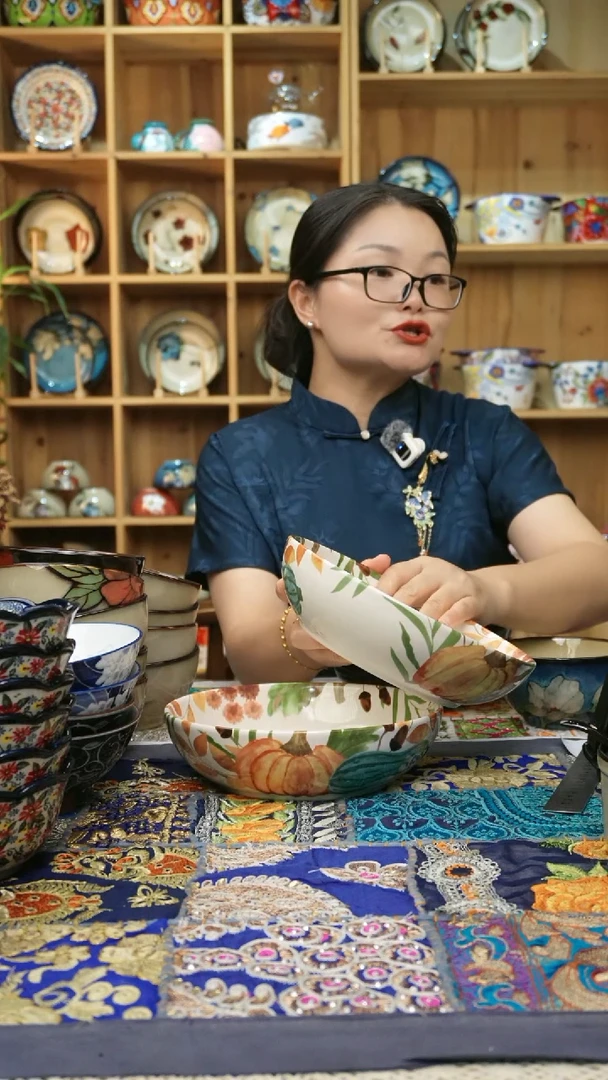 瓷片三*小可高温瓷餐具南瓜大深盘2只