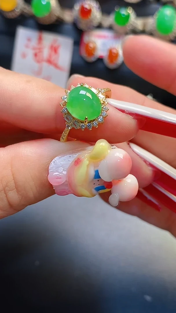 银S925镶嵌翡翠耳饰天然