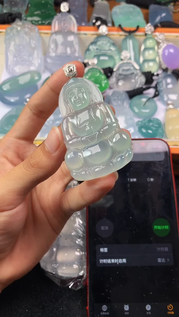 翡翠18K金镶嵌颈饰YZ-观音