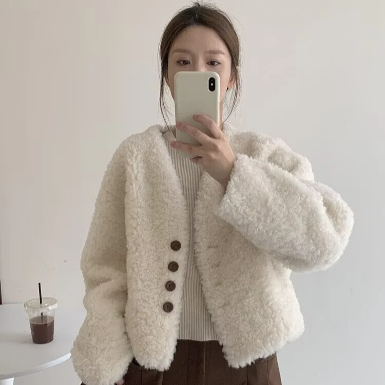 冬新款小香风环保皮草毛毛外套女慵懒风仿羊羔毛皮毛一体时尚百搭