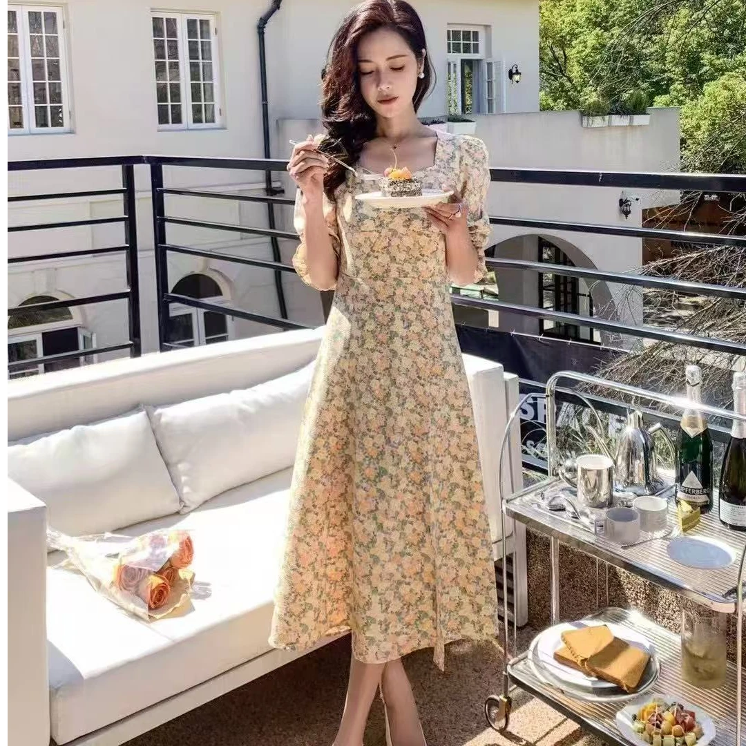 2025夏季新款法式碎花连衣裙女88808