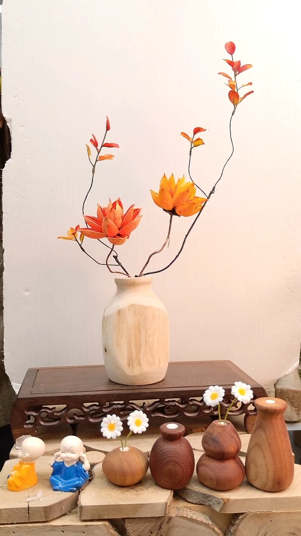 木实木花瓶配花一套