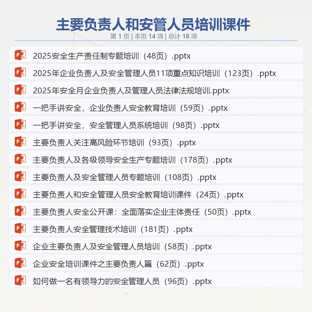 企业主要负责人和安管人员安全培训课件ppt合集