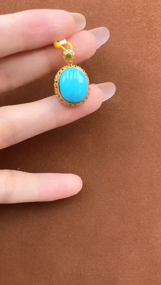 绿松石银S925镶嵌吊坠(不含链)秒拍号8