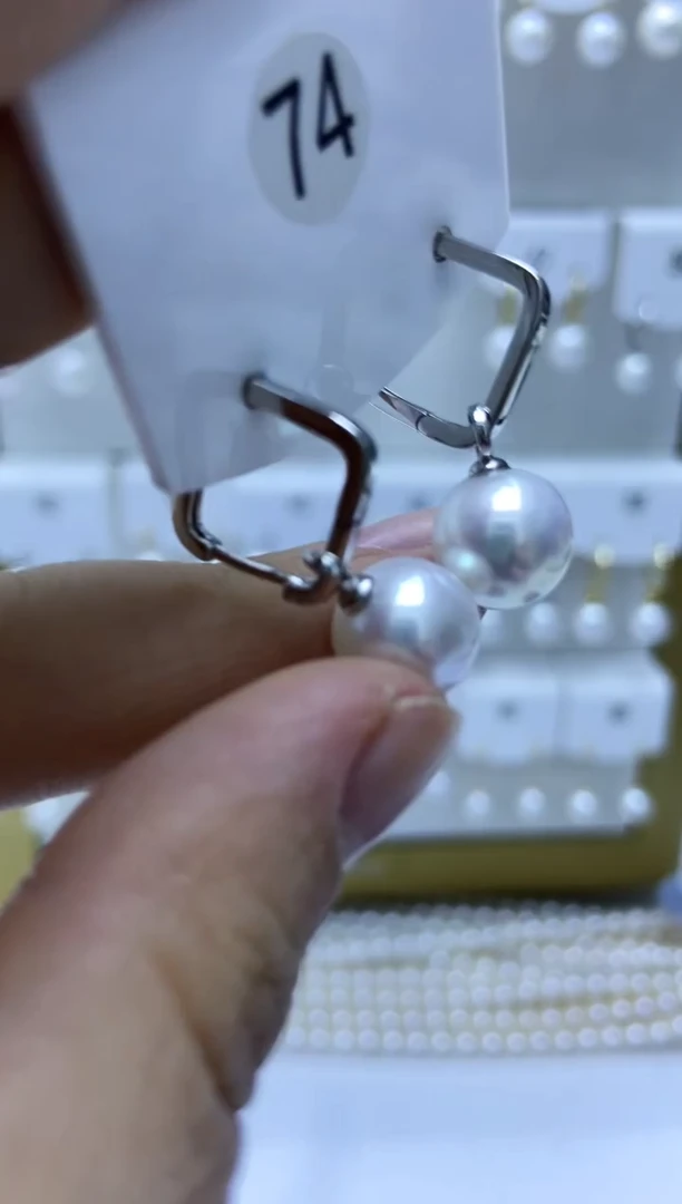 银S925镶嵌耳饰淡水珍珠74