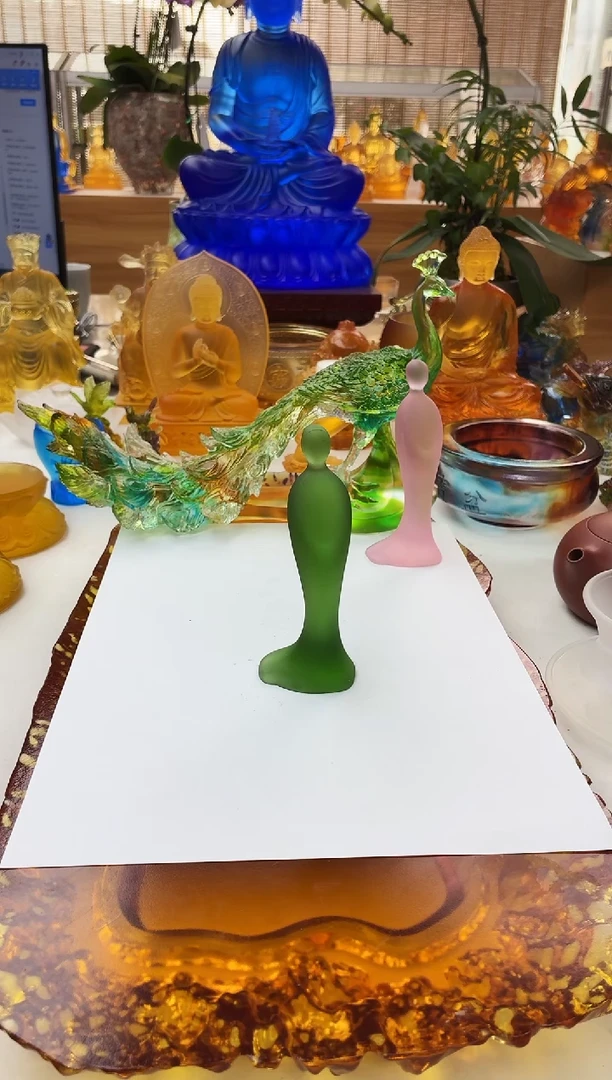 手工艺品琉璃12公分无相佛绿色