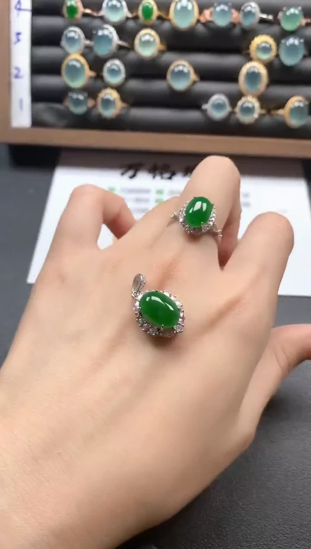 银S925镶嵌戒指翡翠51151