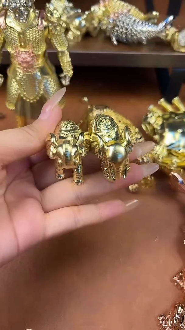 大象一对黄铜摆件