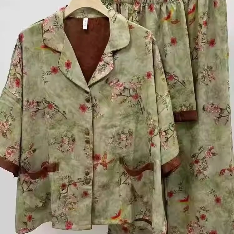 【直播专享23】春季新款印花国风睡衣套装旗袍高级感家居服