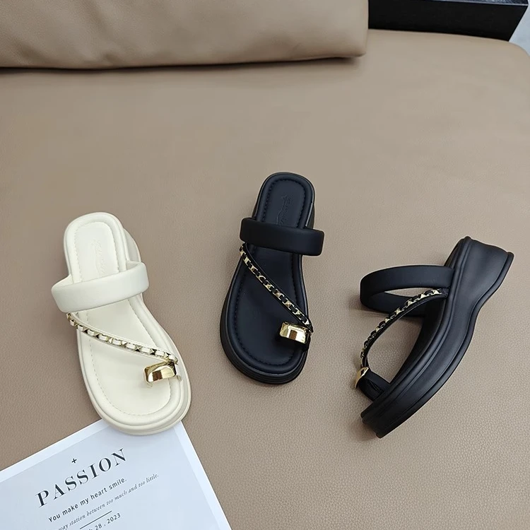 夹脚凉鞋女2025夏季时尚高级感外穿拖鞋套趾配裙子厚底超轻便凉拖