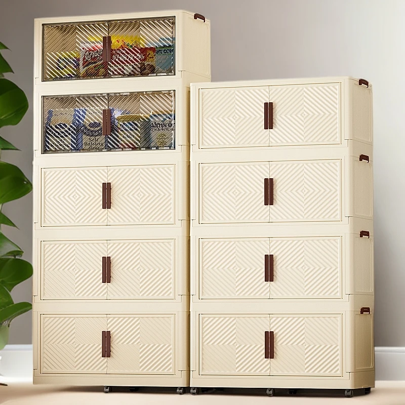 RY65面宽免安装简易储物柜双开门家用客厅储物柜简约玩具收纳盒