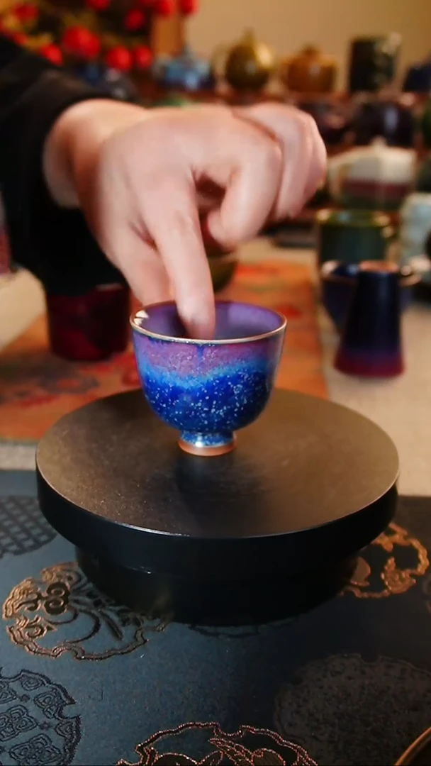 【闪购商品】瓷片595 炭烧蓝小杯     