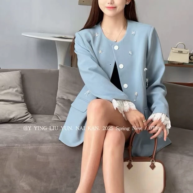 纯色长款外套小香风气质时尚休闲百搭