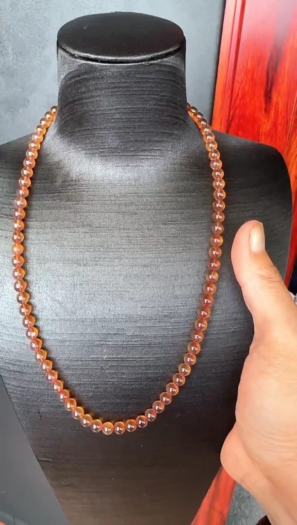 琥珀颈饰未镶嵌#37缅甸琥珀紫罗兰妈妈链7mm