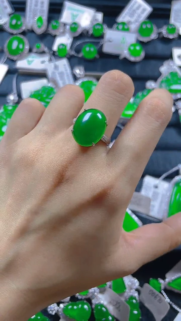 银S925镶嵌戒指翡翠11