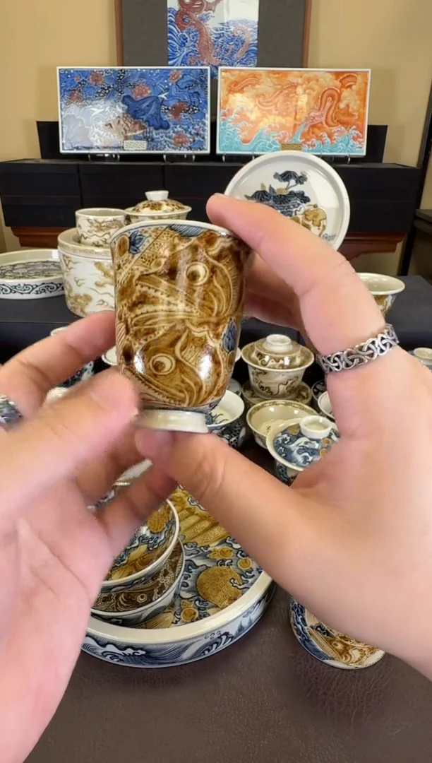 二号釉海浪鳜鱼闻香杯