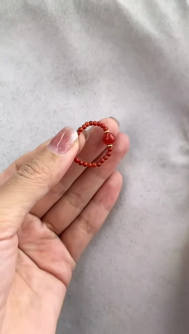 【闪购商品】南红玛瑙指环未镶嵌10129106-指环 多样性发一个