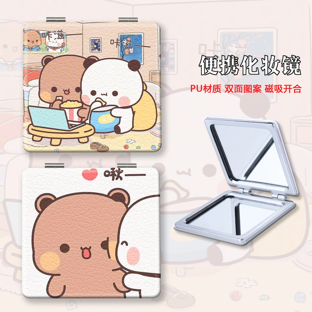 随身便携化妆镜可爱布布女生简约磁吸台式翻盖折叠学生宿舍梳妆镜