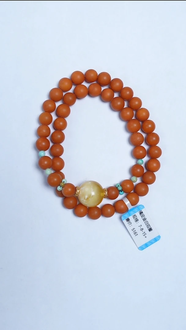 手链蜜蜡未镶嵌橘皮老蜡双圈8-15mm