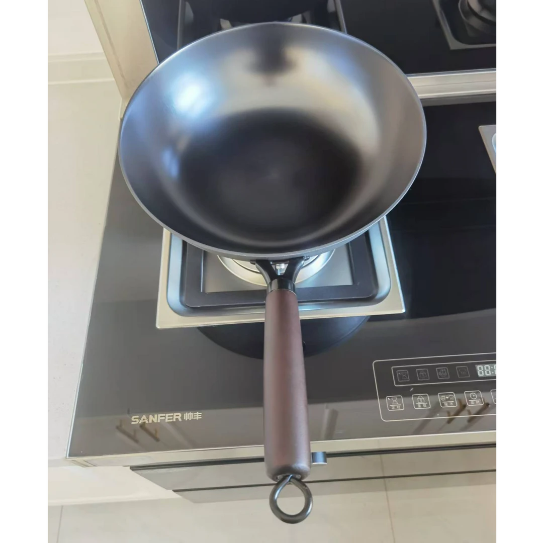 古法老式铸铁平底炒锅电磁炉燃气灶通用无涂层不粘锅（不鼓底）