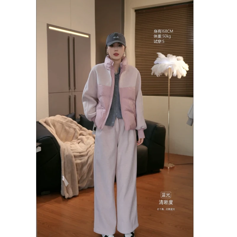 Liixu秋冬立领90白鸭绒羽绒服外套女显瘦阔腿裤套装L48TZ018