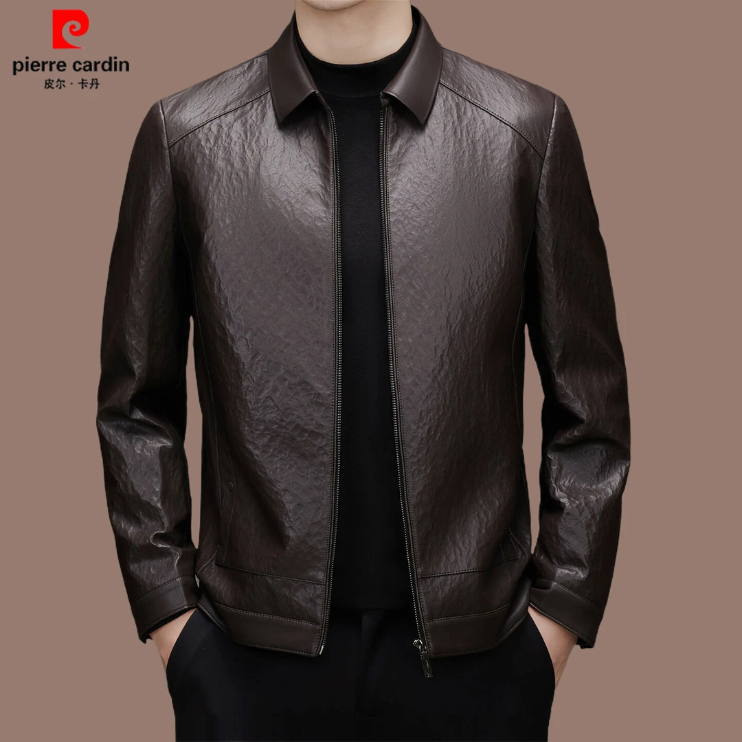 【皮尔卡丹】高档男士翻领皮衣商务爸爸中年休闲加厚皮夹克秋冬外套