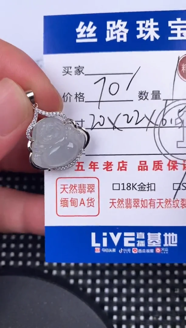 颈饰银S925镶嵌翡翠挂件