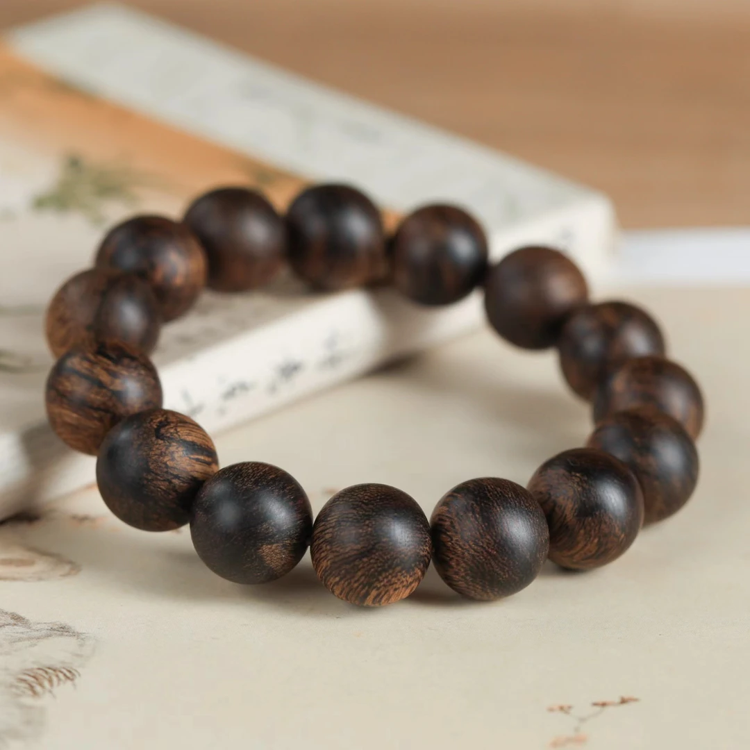 七香文创-沉水雷击留疤古董老白棋1.4单圈手串赠养香礼盒