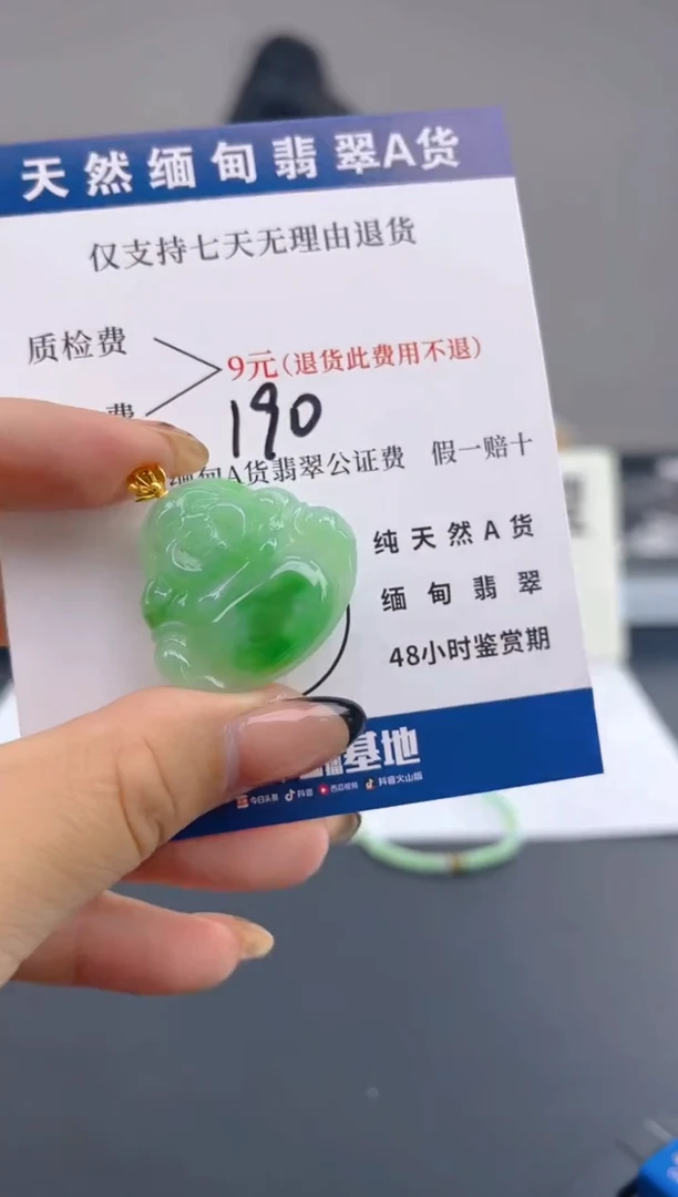 颈饰18K金镶嵌翡翠纯天然缅甸翡翠A货