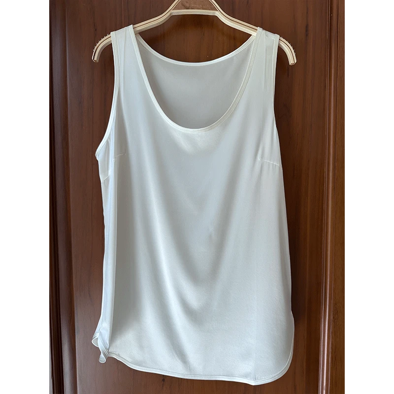 【不支持退货】【桑蚕丝背心】女式夏天凉感透气吊带薄款绸缎白色休闲