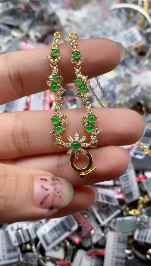 银S925镶嵌戒指翡翠天然A货缅甸翡翠