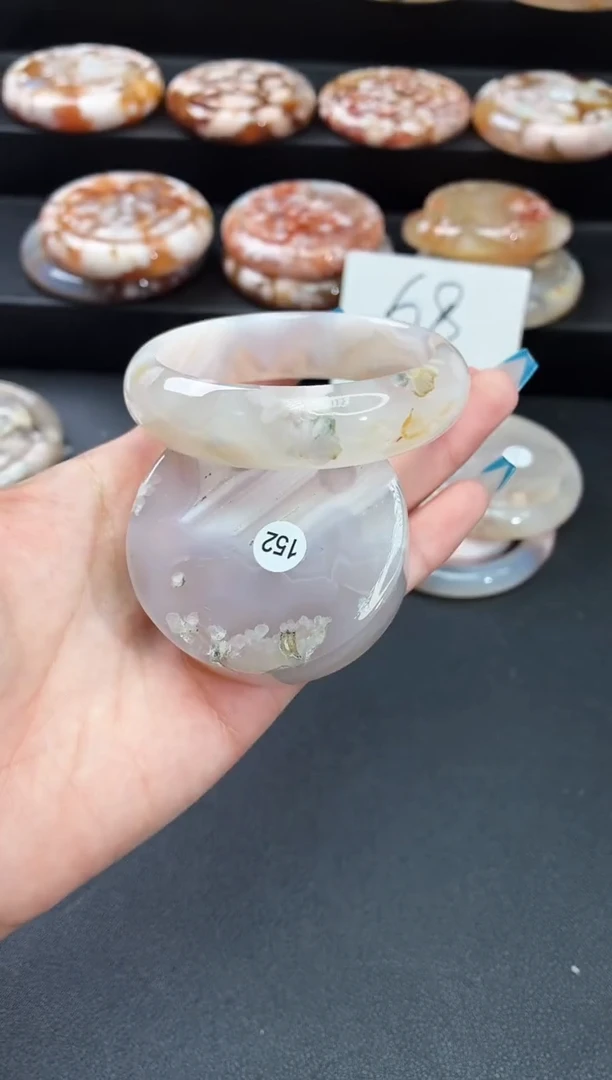 手镯玛瑙/玉髓未镶嵌石英质玉57圈56/57带(赠送镯心)