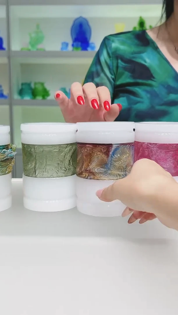 手工艺品琉璃独**歌古法琉璃彩色笔筒