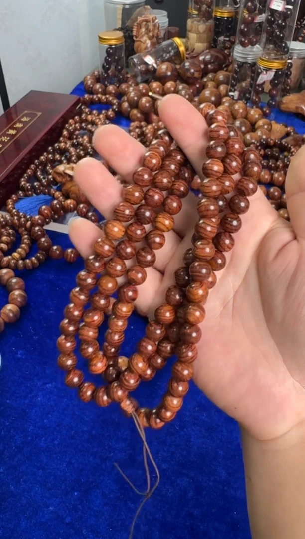 手串/手链黄花梨/降香黄檀1.0×108规格满虎皮海黄手串